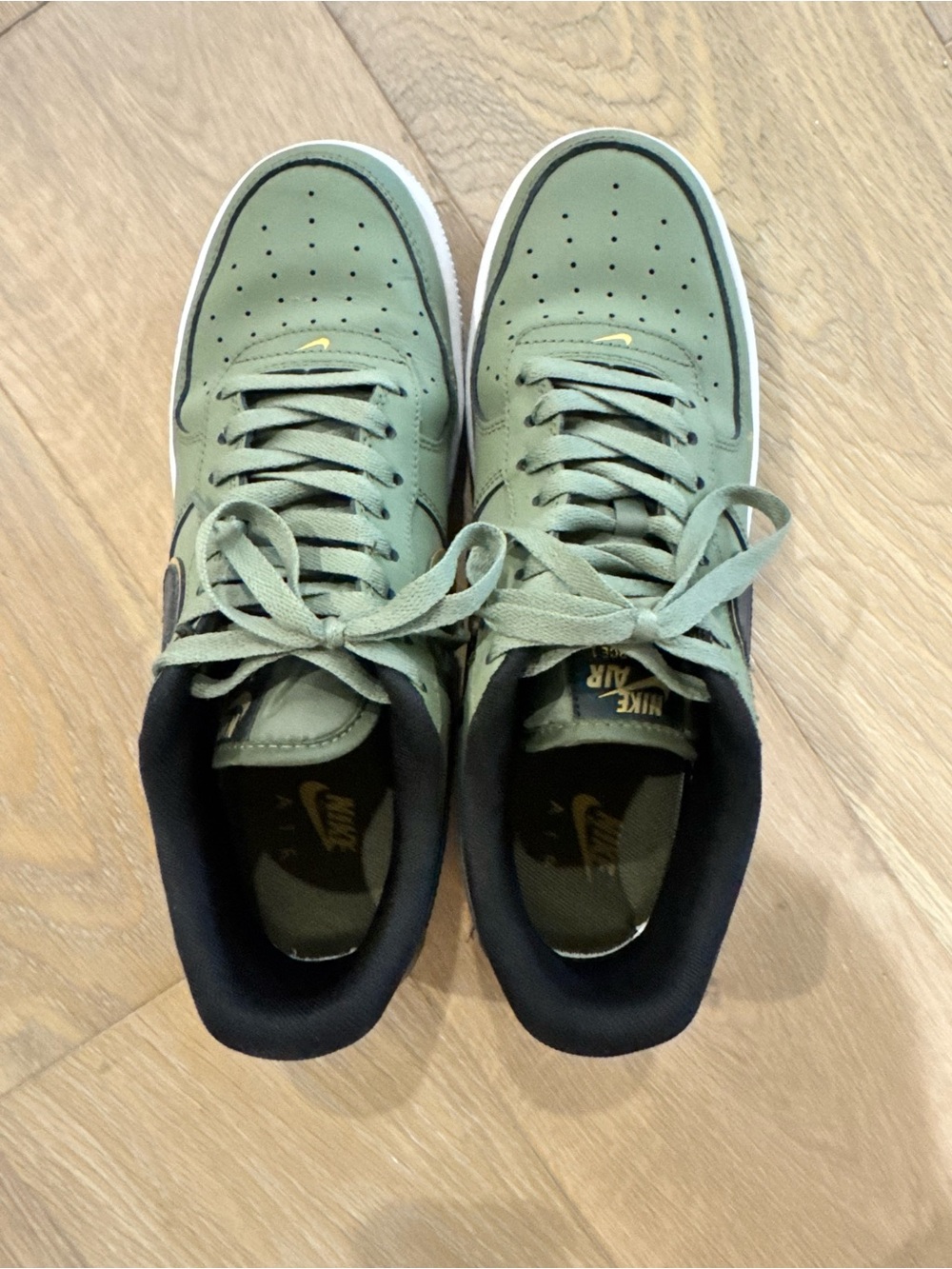 Nike Air Force 1 Low — Olive Green with Black & Gold Accents - Picture 2 of 5